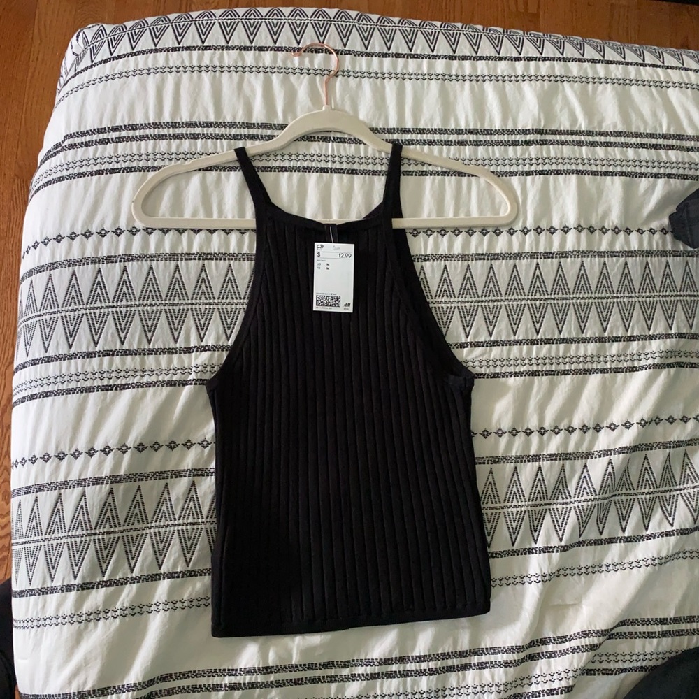Black Rib Knit Top